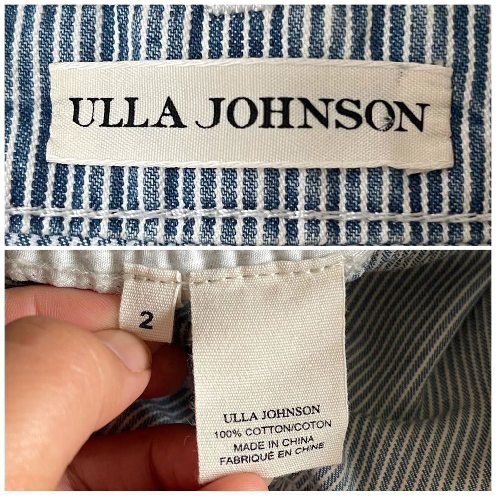 Ulla Johnson Pin Striped Flare ankle jeans size 2 preowned - Picture 6 of 8